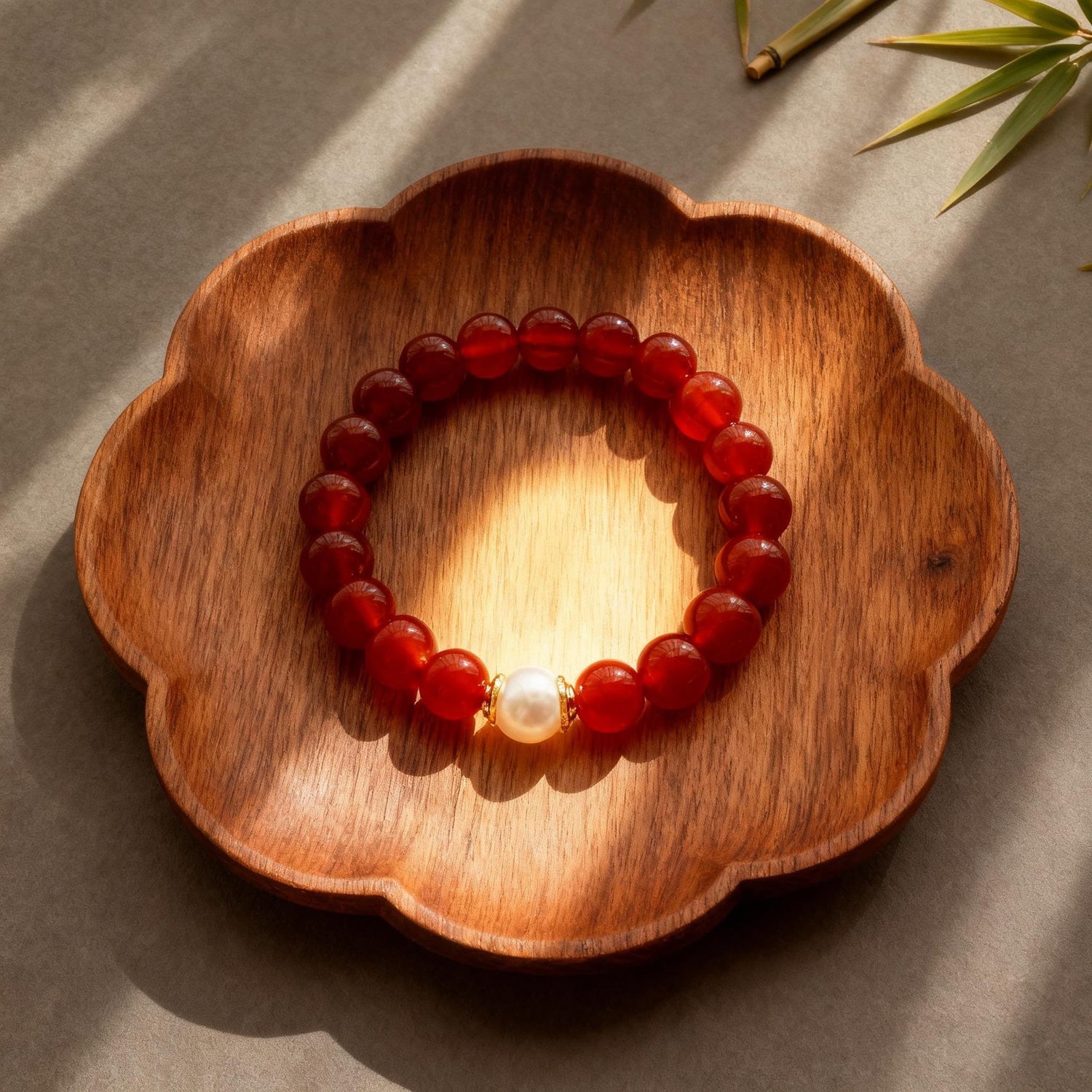 Dual-Grace Bracelet: Vitality & Serenity Intertwined with Red Agate & Pearl