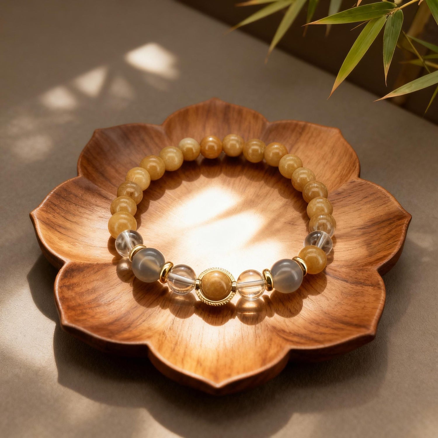 The Wealth Magnet: Yellow Jade & Clear Quartz Bracelet