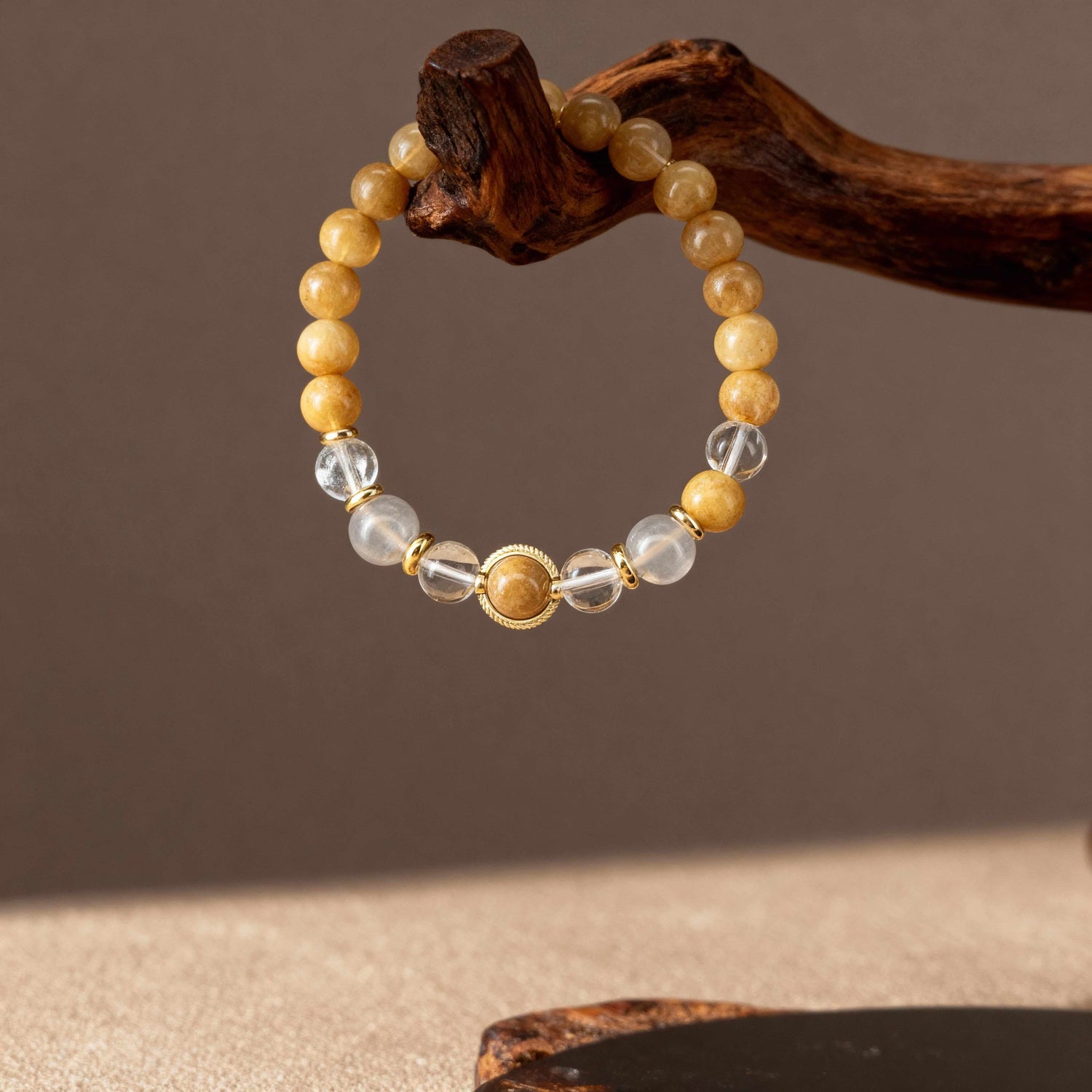 The Wealth Magnet: Yellow Jade & Clear Quartz Bracelet