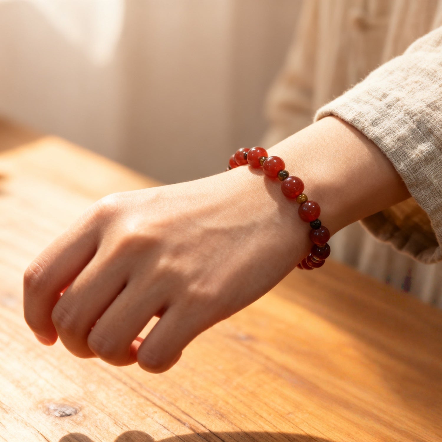 Red Agate & Tiger Eye Bracelet for Courage & Grounded Power