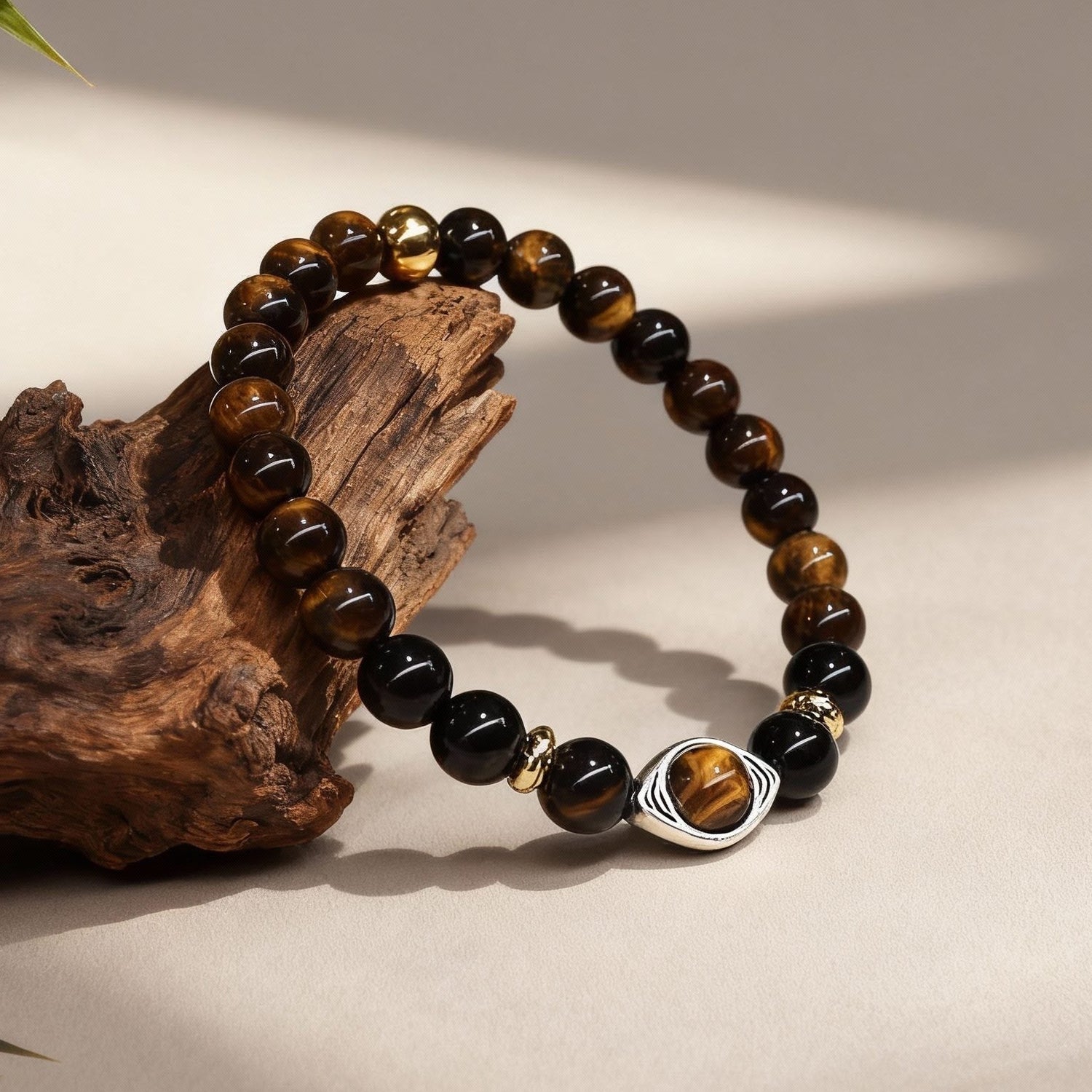 Talisman of Courage Bracelet: Obsidian & Tiger Eye with Evil Eye Warding