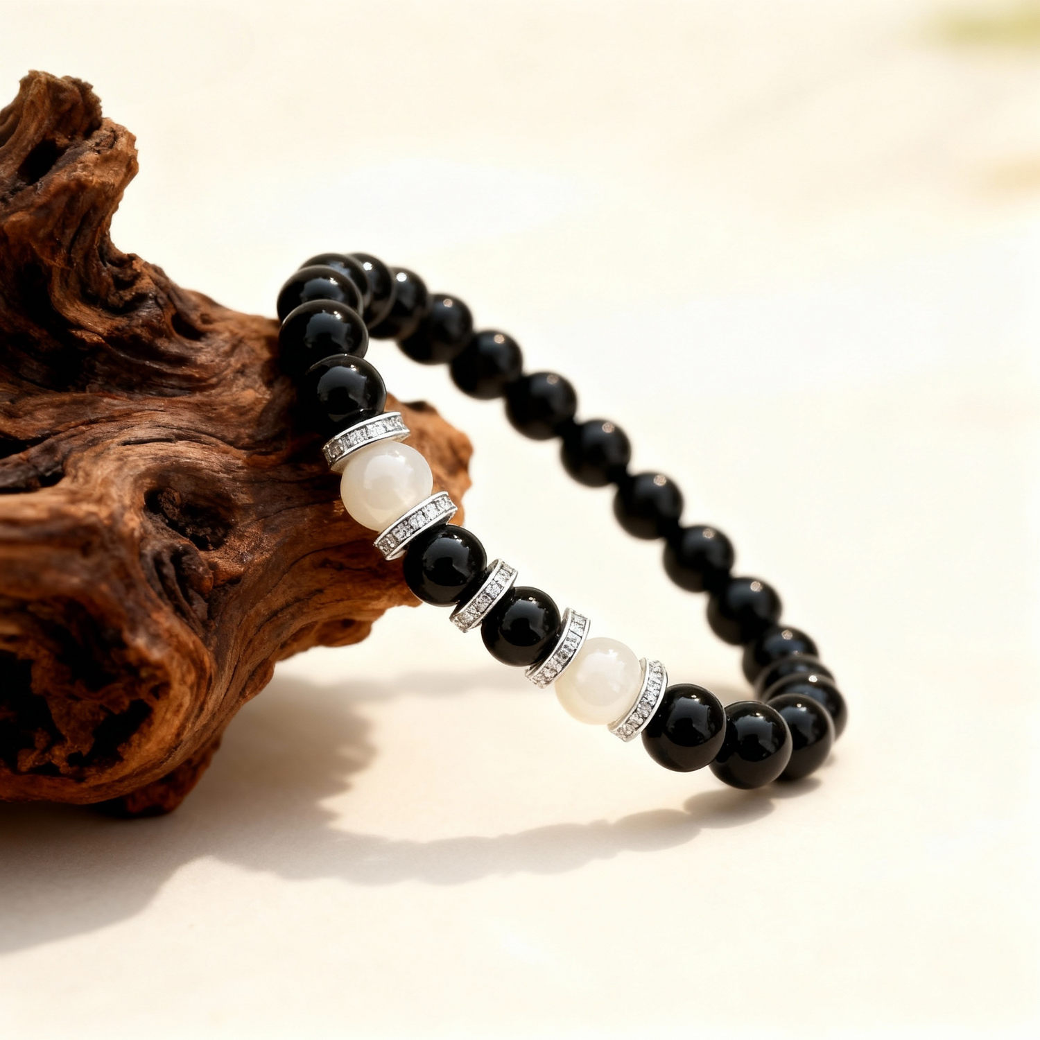 Serene Barrier Bracelet: Obsidian & Grey Agate Harmony