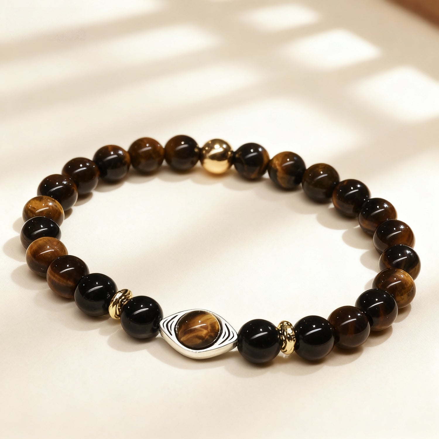 Talisman of Courage: Obsidian & Tiger Eye with Evil Eye Warding Bracelet