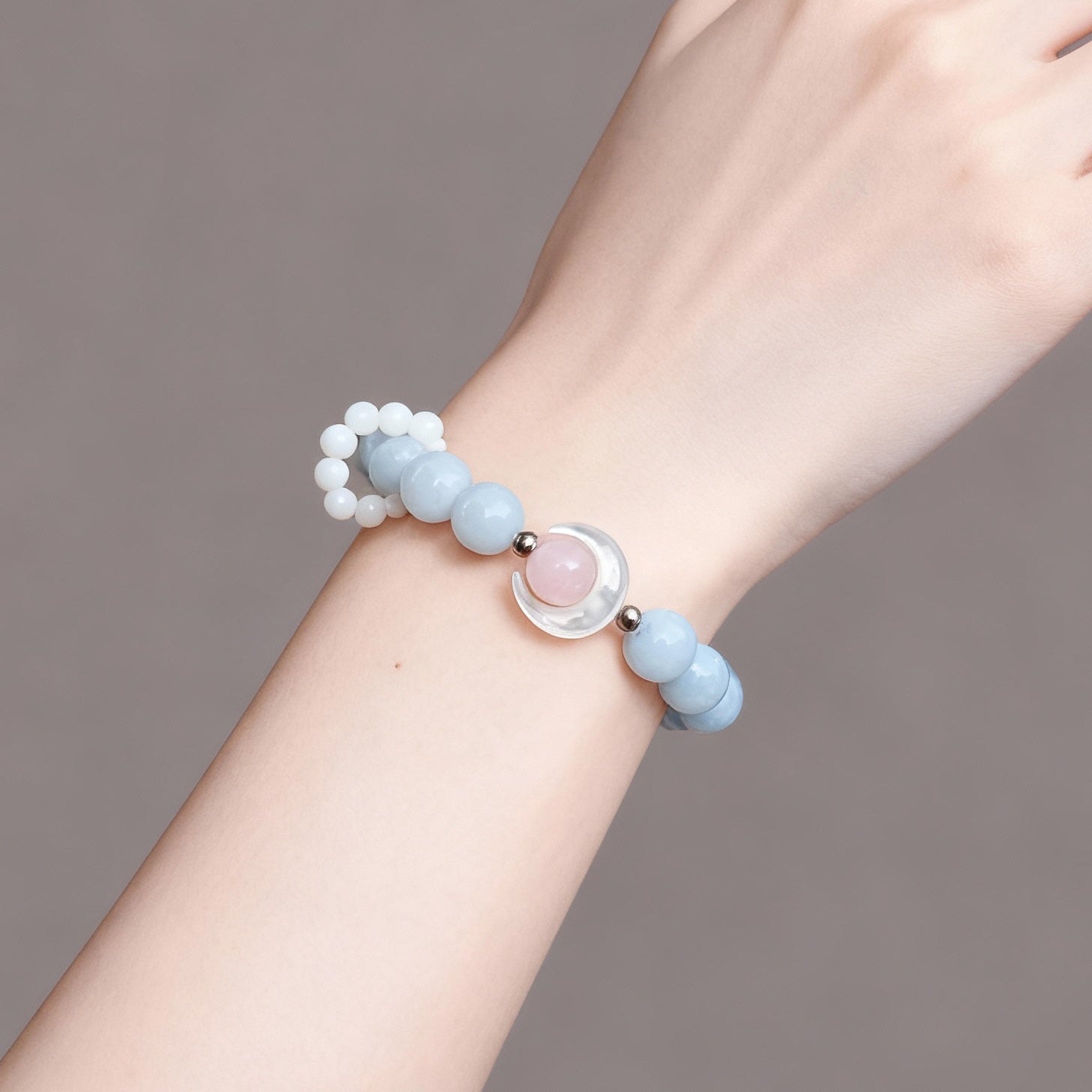 Soothing Blue Stone & Moon Shell Bracelet: Water & Lunar Energy