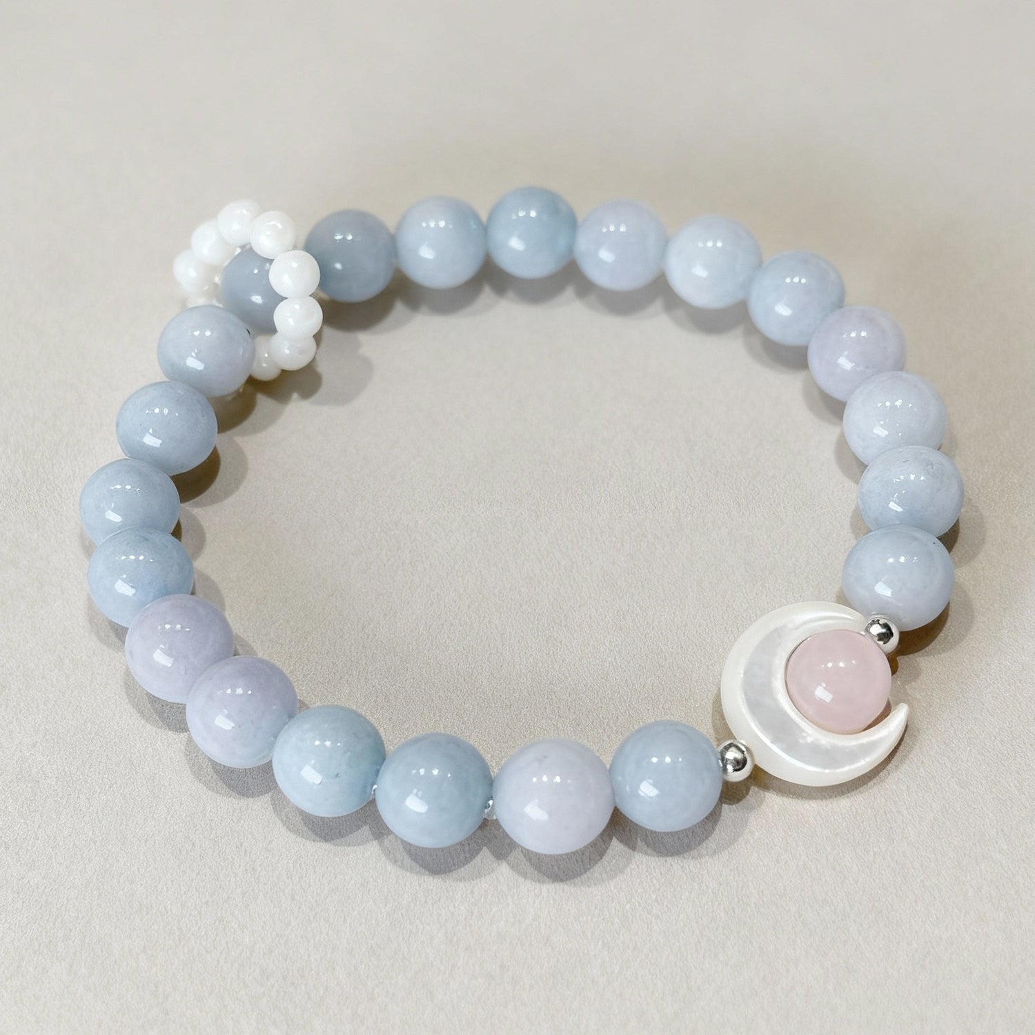Soothing Blue Stone & Moon Shell Bracelet: Water & Lunar Energy