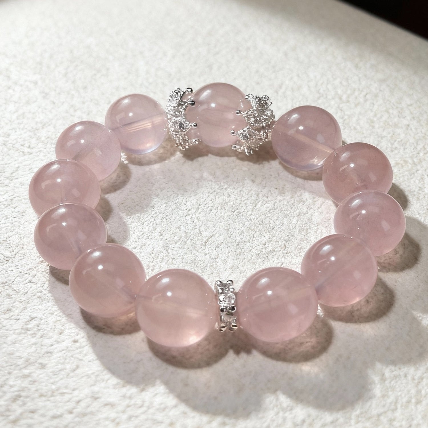 The Silver-Touched Heart: Premium Rose Quartz Love Essence Bracelet