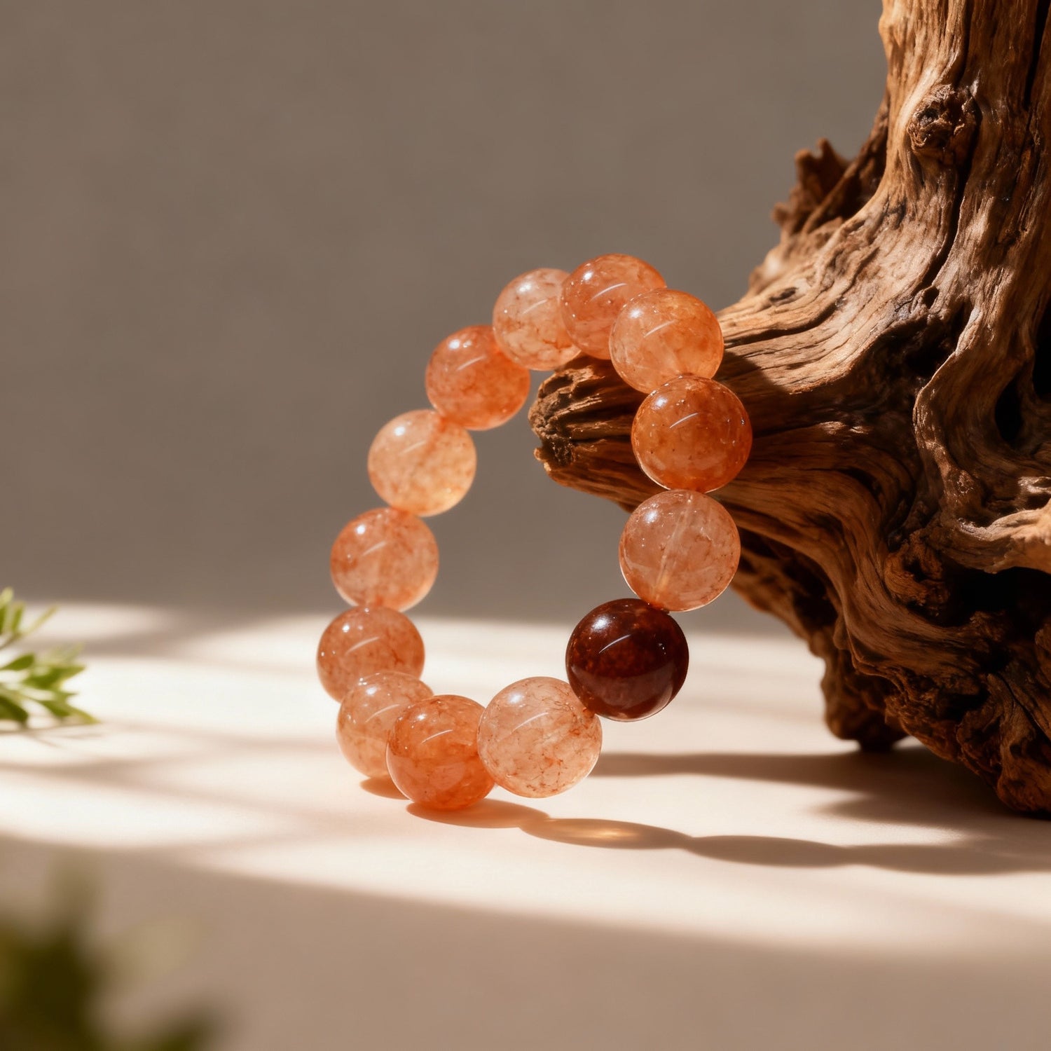 The Sun-Kissed Core: Large-Bead Red Phantom Quartz Bracelet